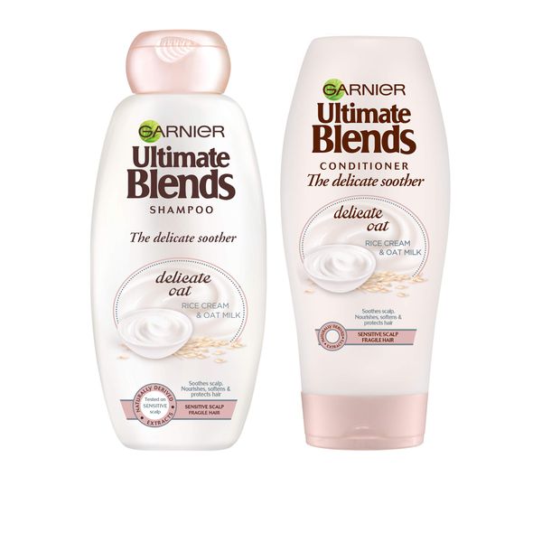 Garnier Ultimate Blends Shampoo & Conditioner Set | Delicate Oat With Rice Cream & Oat Milk Soothing for Sensitive Scalp & Fragile Hair | 400 ml