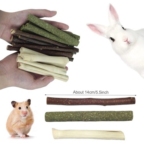 Dbeans Flourithing 150g 3 Types of Combined Chew Toys Molar Sticks Sweet Bamboo Apple Branch Timothy Grass for Pets Chinchilla Squirrel Gerbil Hamster Squirrel Guinea Pigs