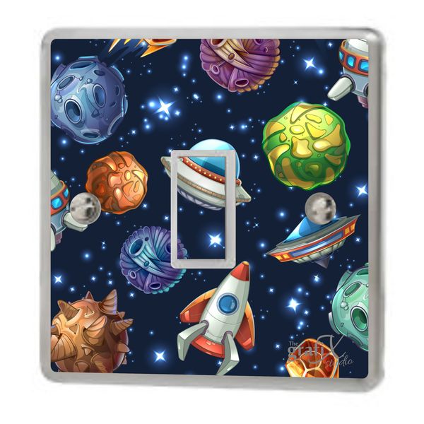 the grafix studio Space & Planets Light Switch Double Switch Plug Sockets Sticker Vinyl/Skin cover sw144