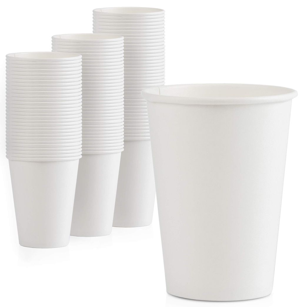 [100 Pack] 4 Oz Disposable White Paper Cups with Lids- On the Go Hot and  Cold Beverage All-Purpose Sampling Portion Cup for Coffee, Espresso,  Cortado