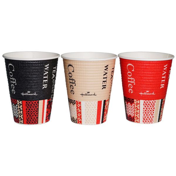 Sunnap C2650EC Commercial Insulated Paper Cups, 9.2 fl oz (260 ml), 50 Pieces, Embossed Cup, Hallmark Cafe, Capacity, Includes Graduations, 3 Colors (Gara), Made in Japan