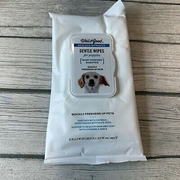 Well & Good Puppy Wipes Gentle Pets Grooming Wipes 24 Count Baby Powder Scent