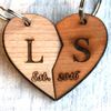 Heart Shaped Keyring | Initials + Date Engraved Key ring set Personalised
