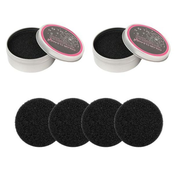 SHULLIN Set of 2 Makeup Brush Cleaner, Brush Cleaner, Makeup Brush Cleaning, Cleaning Sponge, Dry Cleaning Box, Makeup Brush Cleaner, Brush Cleaner, Makeup Sponge Case, 4 Spare Sponges Included, Multi-Function, Dry Cleaning 