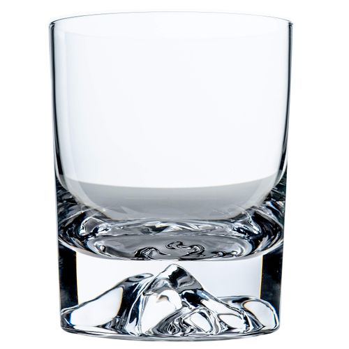 Amehla Mountain Whiskey Glass Set of 2 - Handmade Crystal Whisky Glasses - Manblown Crystal Glass - 10-ounce Double Old Fashioned Rocks Tumbler Drinking Glass Set