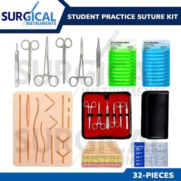 32 Piece Practice Suture Kit Set for Medical and Veterinary Student Training