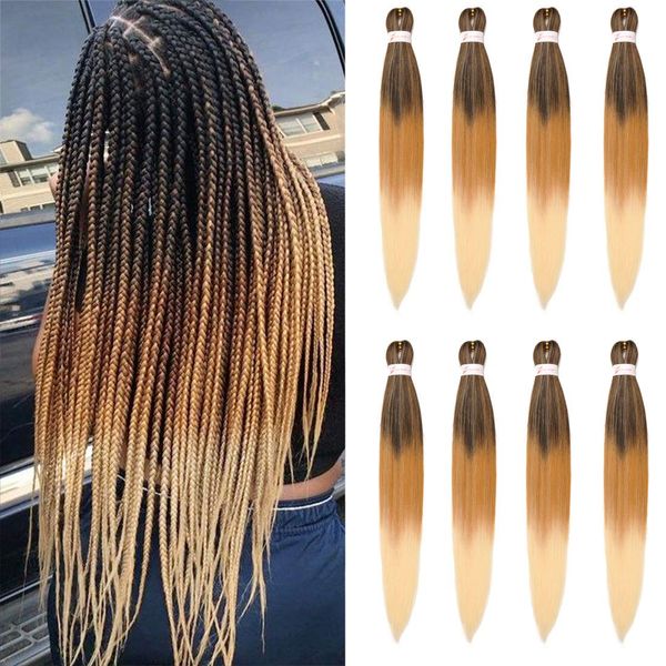 AQINBEL Ombre Braiding Hair 26 Inches -8 Bundles Braiding Hair Pre Stretched Itch Free Synthetic Fiber Crochet Twist Braids Yaki texture Braiding Hair Extensions (1B/27/613#)