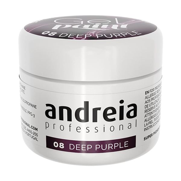 Andreia Professional Nail Art Design Gel Paint Pots - Highly Pigmented, Intense Colour - No Flow, High Viscosity UV Gel Paint for DIY Manicure - Vegan - 4g - 08 Deep Purple