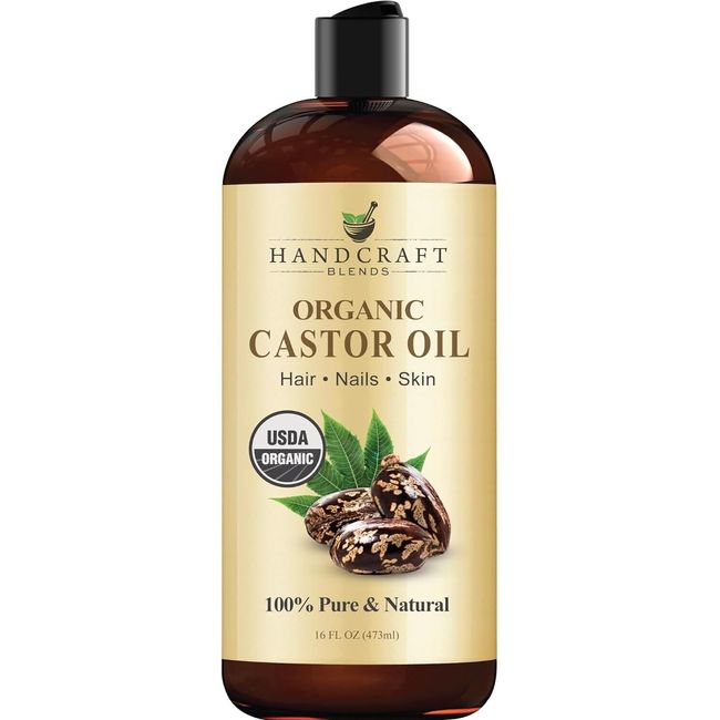 Premium Organic Castor Oil 100% Pure and Hexane-Free Cold-Pressed Beauty 16 fl.