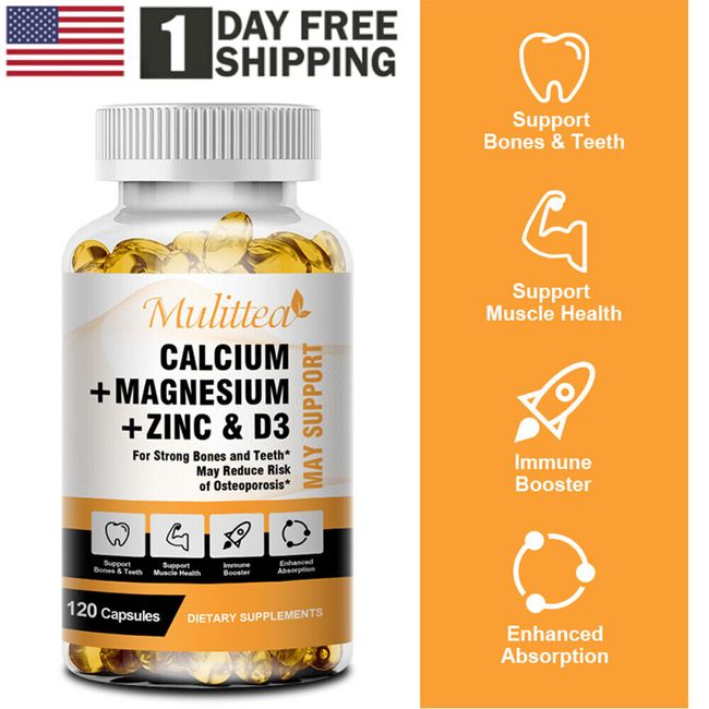 Calcium Magnesium & Zinc + Vitamin D Capsules | Bone Health Immune Energy