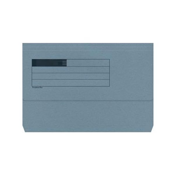 Foolscap Document Wallets 285gsm, Assorted Colours, Pack of 50 Folders (Blue)