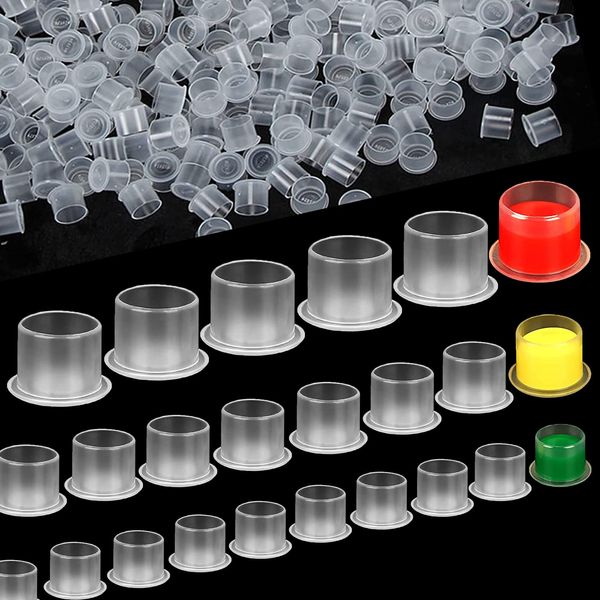 Yuelong 1000Pcs Ink Caps Medium - Tattoo Ink Cups White Plastic Disposable Pigment Cups With Base Microblading Makeup Tattoo Caps 14mm Medium for Tattoo Ink