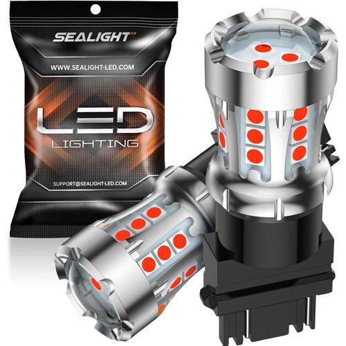SEALIGHT 3157 3156 LED Bulbs Red for Brake Tail Light, 3056 3057 3047 4057 LED Bulbs Super Bright LED Bulb with Projector Replacement for Stop Parking Light, 600% Brighter Pack of 2