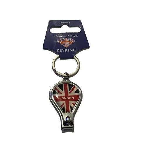Union Jack UK Flag - Nail Clipper Bottle Opener Metal Key Ring