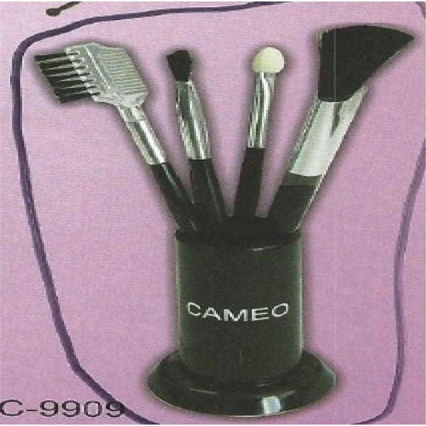 CAMEO VALUE 5 PIECE BRUSH SET POWDER FOUNDATION EYEBROW TOOL WITH CUP