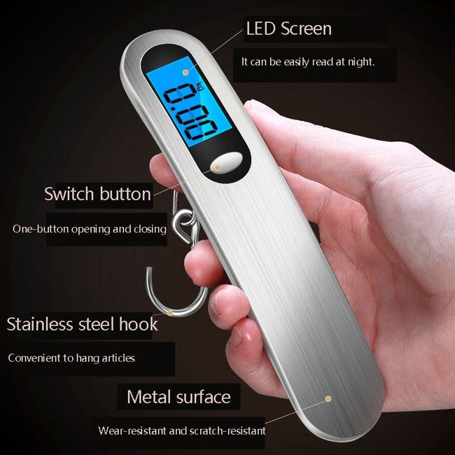 1pc Digital Luggage Scale 110Lbs/50Kg Portable Hanging Handheld