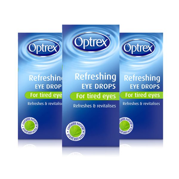 Optrex Refreshing Eye Drops, Refresh Tired Eyes (Pack of 3 x 10ml)