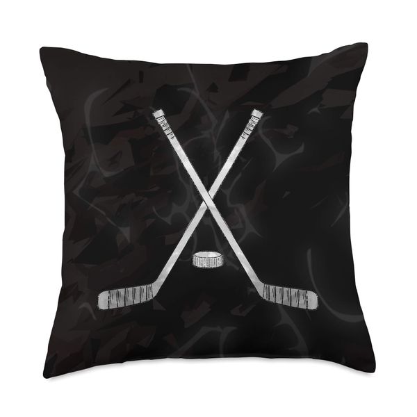 Hockey Stick Puck Ice Field Sport Player Goalie Team Gift Throw Pillow
