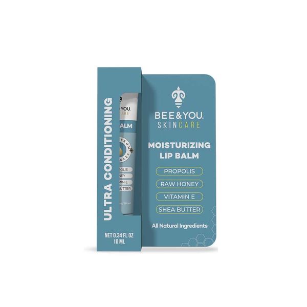 BEE and YOU 100% Natural Ultra Conditioning Moisturizing Liquid Lip Balm, Original Beeswax with Propolis + Raw Honey + Vitamin E + Shea Butter, 0.34 oz (10ml)