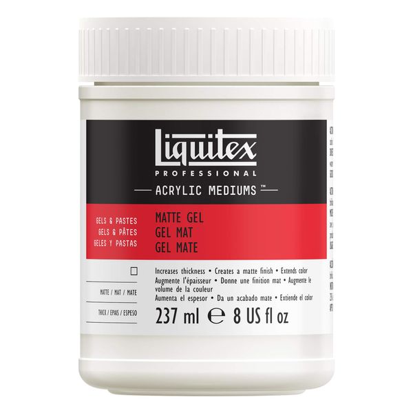 Liquitex 5321 Professional Mattes Gel Medium, entzieht Acrylfarben den Glanz, kann als Klebemittel für Collagen benutzt werden, 237 ml Tube