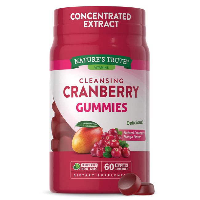 Nature's Truth Cranberry Gummies | 60 Count | Vegan, Non-GMO & Gluten Free Supplement | Supports Urinary Tract Health | Cranberry Mango Flavor