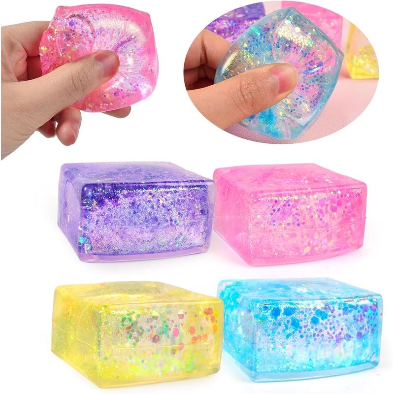 JAONLD 4 Pcs Stress Balls Ice Cube Fidget Toy Squishy Stress Relief ...