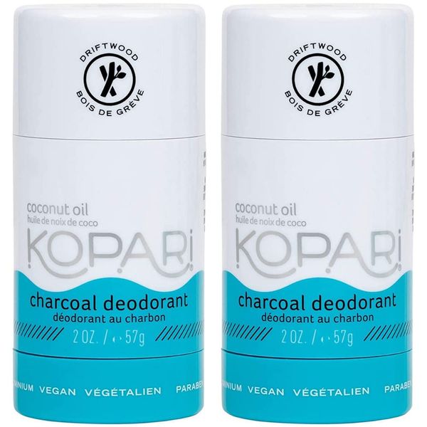 Kopari Aluminum-Free Deodorant Charcoal | Non-Toxic, Paraben Free, Gluten Free & Cruelty Free Men’s and Women’s Deodorant | Made with Organic Coconut Oil | 2 Pack, 2.0 oz