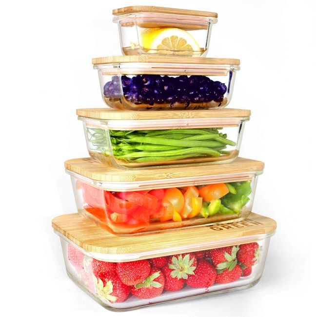 Greater Good. Borosilicate Glass Food Storage Container with Bamboo Lid -  370 ml