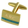Blue Turquoise Gold Cufflinks Engraved Personalised with Select Gift Pouch