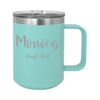Personalized 15oz Powder Coated Mug with Lid Custom Engraved (Teal)