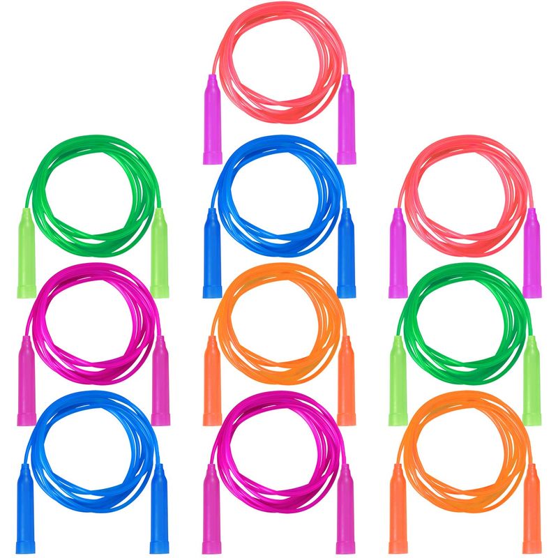 Aneco 10 Pack Kids Jump Rope Set Colorful Outdoor Jump Ropes 7.3 Feet ...