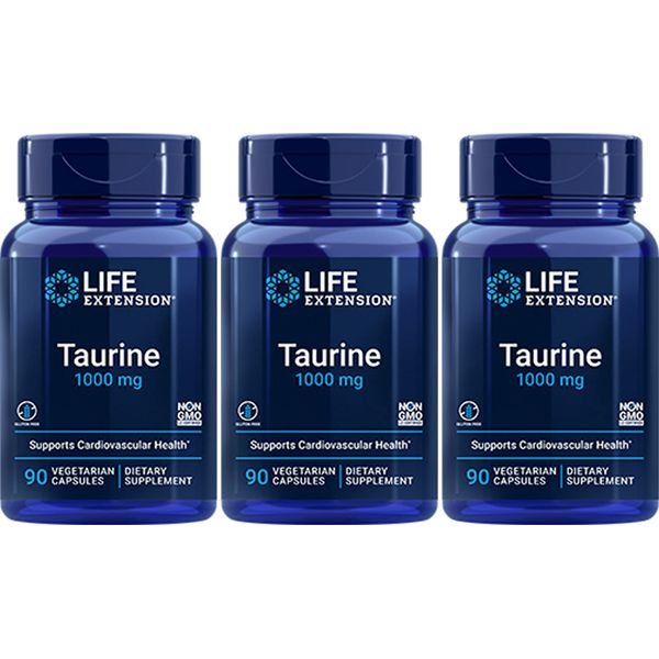 Taurine 1000 mg, 90 Vegetarian Capsules-Pack-3