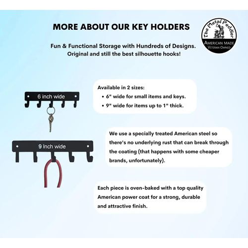 The Metal Peddler Great Dane (Natural Ears) - Key Holder & Dog Leash Hanger for Wall - Large 9 inch Wide with 5 Hooks - Made in USA