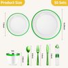 Goodluck 350 Piece Green Plastic Dinnerware Set for Party, Clear Disposable P...