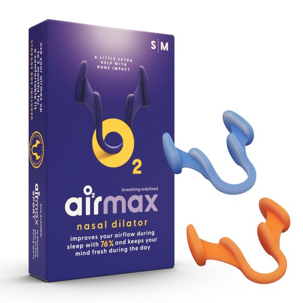 Airmax nasal dilator trial pack | anti snore devices | 76% more air | Breathe freely through the nose | Guaranteed fit 1x small & 1x medium | Snoring aid for men and women | sleep better and wake up rested | nasal congestion | Free storage case incl.