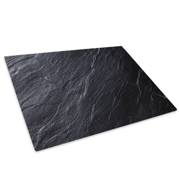 Black Grey Slate Effect GLASSChopping Board Kitchen Worktop Saver Protector