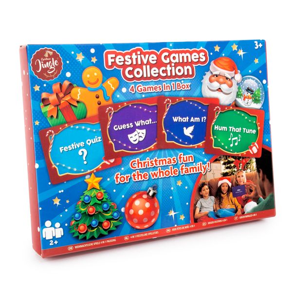 abeec Festive Family Board Games Collection - Family Christmas Games - 4-in-1 Card Games For Kids And Adults - Christmas Day Games - Holiday Games