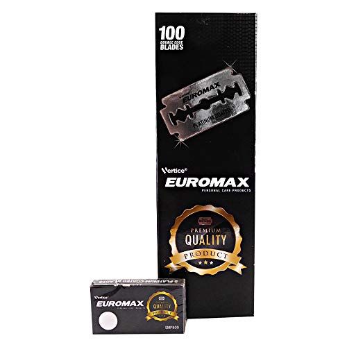 Euromax Platinum Coated Japanese Steel Double Edge Razor Blades - 100 Blades