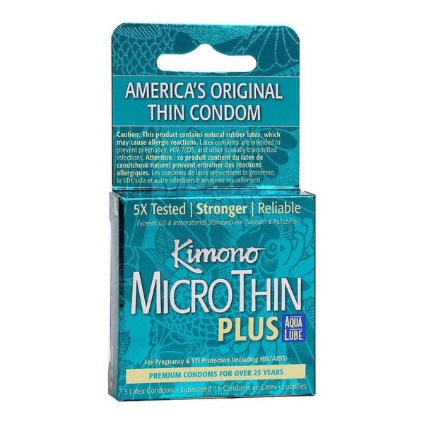 Kimono Microthin Plus Aqua Lube Condoms | 3-Pack