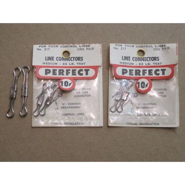 PERFECT Model Airplanes (2) #227 Large and (4) NOS #217 Medium LINE CONNECTORS