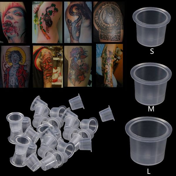 Sonew 1000 Pcs Einweg Tattoo-Tintenbecher, Tattoo Ink Cap Tasse Kunststoff Microblading Pigment Zubehör Halter Container(M)