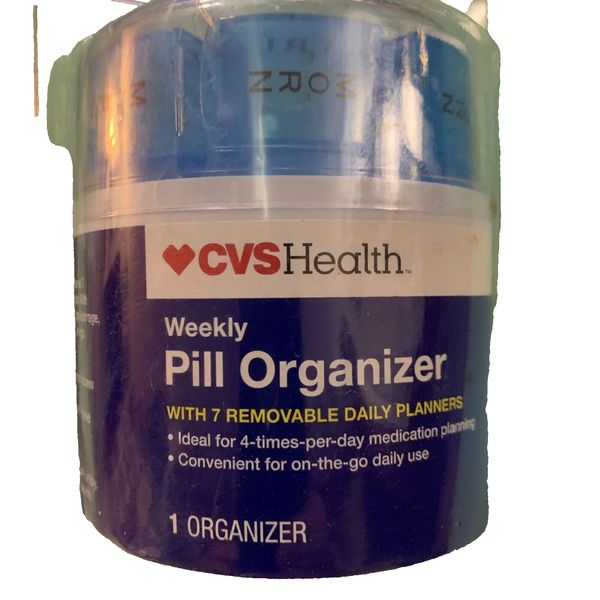 Weekly Pill Organizer ~ 7 Daily Pill Planners ~ 4 Times A Day Med Storage Blue