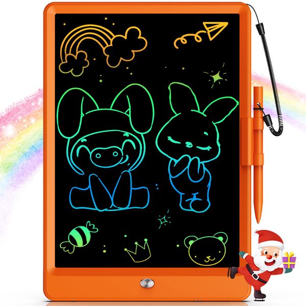 Bravokids LCD Writing Tablet for 3-8 Year Olds - 10 Inch Doodle Board Electronic Drawing Pad, Educational Gift for Kids (Orange)