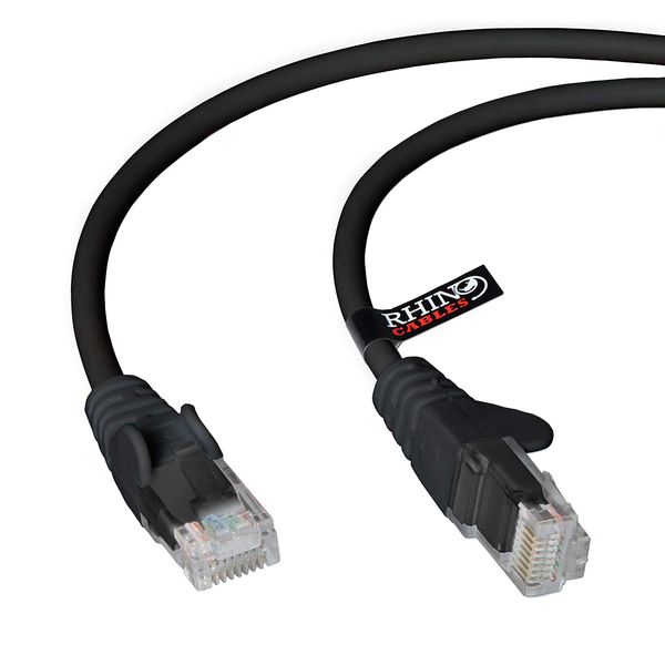 rhinocables CAT5e High-Speed Ethernet Patch Network Cable for LAN — Snagless Cable with RJ45 Connector Lead — Ideal for Internet, Router, Modem, Smart TV, PC & Laptop (5m, Black)