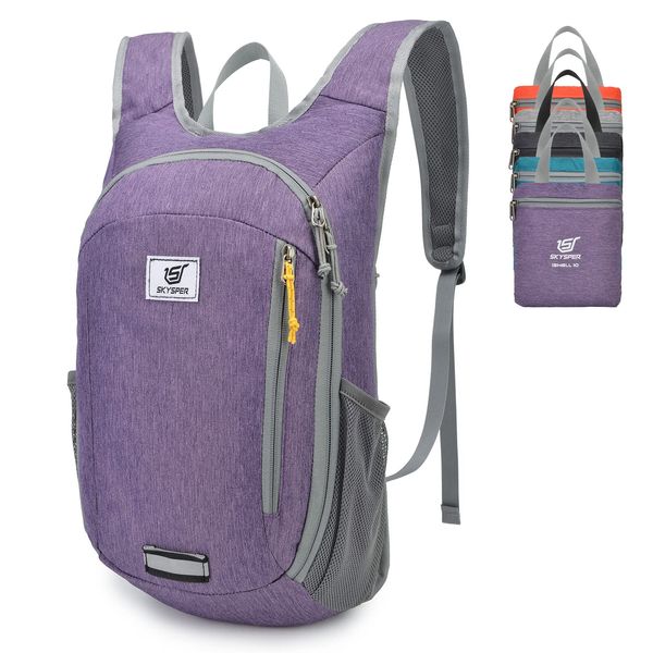 SKYSPER Small Daypack 10L Hiking Backpack Packable Lightweight Travel Day Pack for Women Men(Purple)