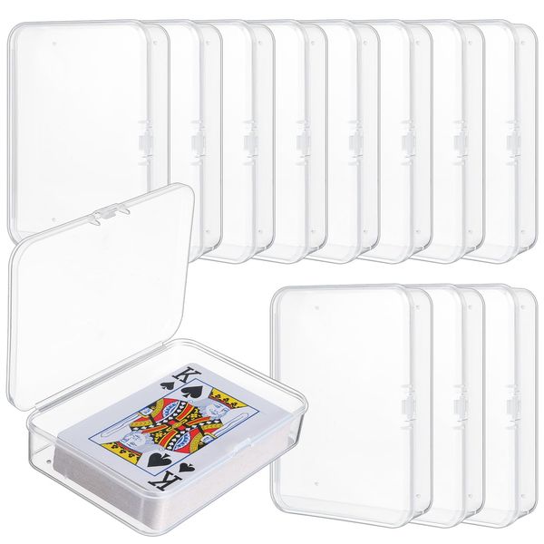 TSIS MHUO 12 PCS Playing Card Case Clear Card Deck Box Acrylic Playing Game Card Storage Holder Blank Business Card Organizer for Game Card Beads, Craft items, Coins, Jewelry Small Accessories (12)