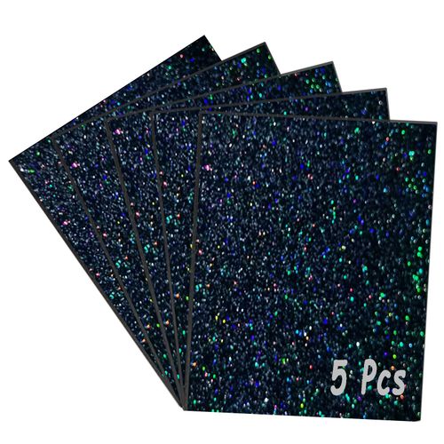 FaeliKnise Glitter Acrylic Sheets 1/8" Thick 7.87x7.87 Sparkly Cast Acrylic Sheets for Laser Cutting, Engraving, Invitation Blanks, Signs, Festival Decorations (5, Black, 7.87"x7.87")
