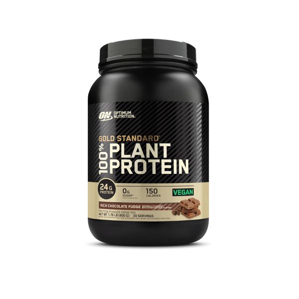 Optimum Nutrition Gold Standard 100% Plant Based Protein Powder, Gluten Free, Vegan Protein for Muscle Support and Recovery with Amino Acids - Rich Chocolate Fudge, 20 Servings