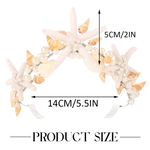 Catery Starfish Headband Pearl Bridal Headbands Sea Star Hairband Headpiece Sea Shell Hair Hoop Beach Wedding Hair Accessories for Women and Girls