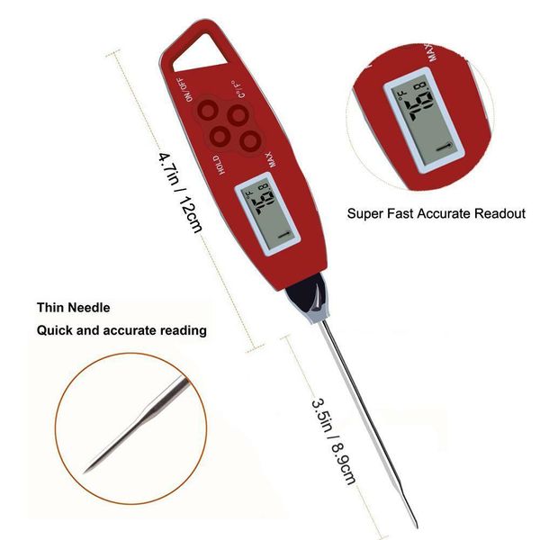 Waterproof Digital Instant Read Meat BBQ Smoker Grill Kitchen Probe Thermometer